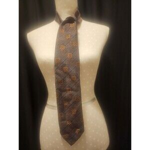 Vintage MCM Superba Mens Tie Retro Geometric Pattern Copper and Light Blue